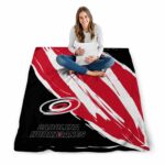 carolina hurricanes brushstrokes red white blanket best selling