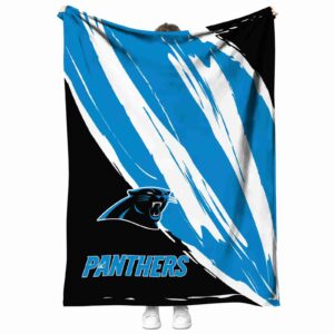 carolina panthers brushstrokes blue white blanket best selling