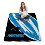 carolina panthers brushstrokes blue white blanket high quality