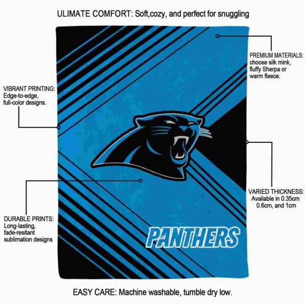 carolina panthers diagonal stripes blue blanket new arrival