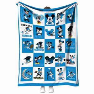 carolina panthers mickey minnie blue white blanket best selling