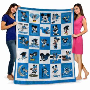 carolina panthers mickey minnie blue white blanket fashion forward
