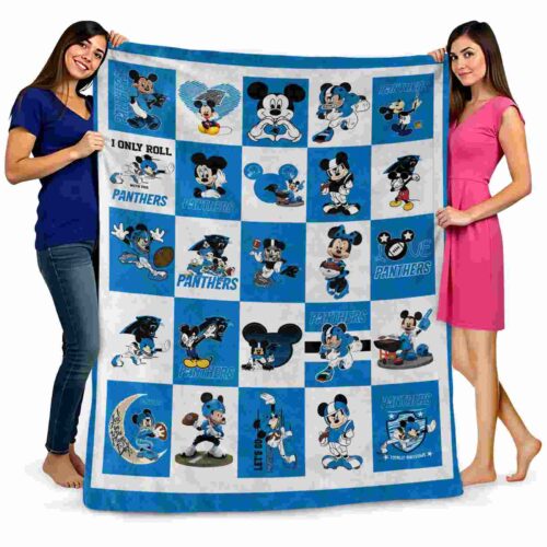 carolina panthers mickey minnie blue white blanket fashion forward
