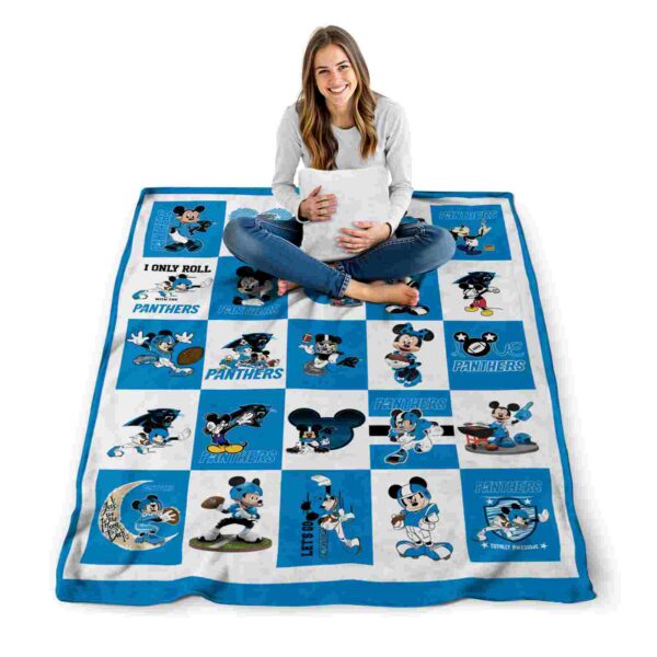 carolina panthers mickey minnie blue white blanket high quality