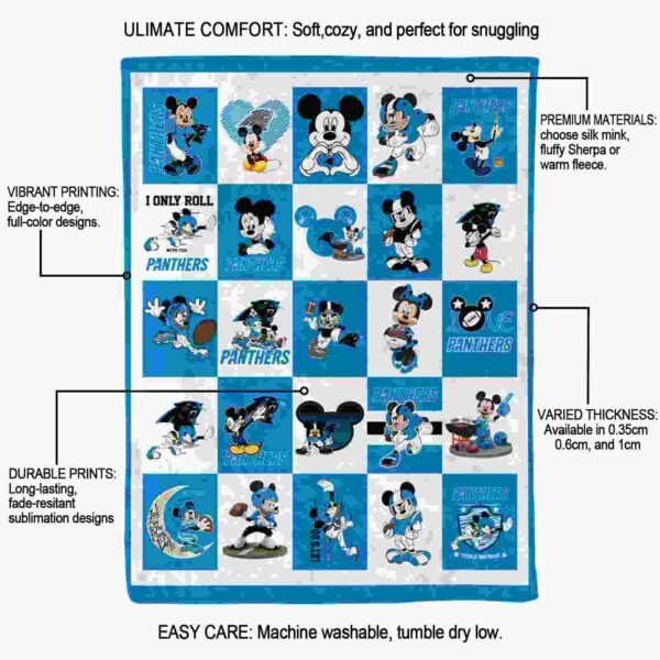 carolina panthers mickey minnie blue white blanket new arrival