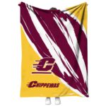 central michigan chippewas brushstrokes maroon white blanket best selling