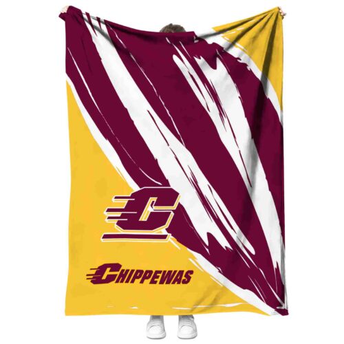 central michigan chippewas brushstrokes maroon white blanket best selling