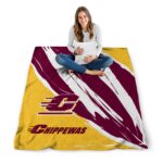 central michigan chippewas brushstrokes maroon white blanket high quality
