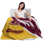 central michigan chippewas brushstrokes maroon white blanket latest model