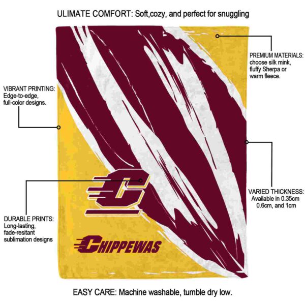central michigan chippewas brushstrokes maroon white blanket new arrival