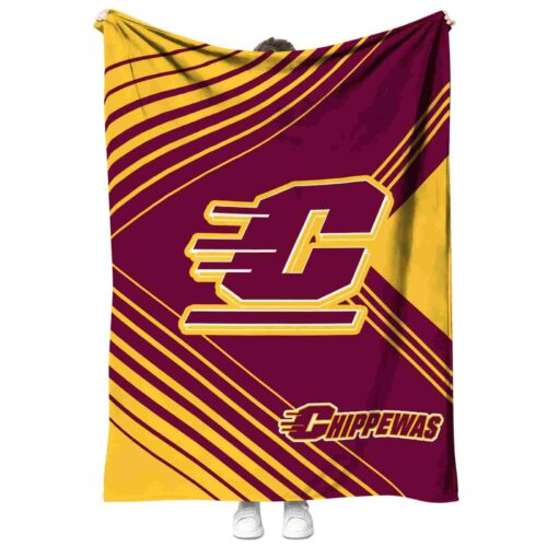 central michigan chippewas diagonal stripes maroon blanket best selling