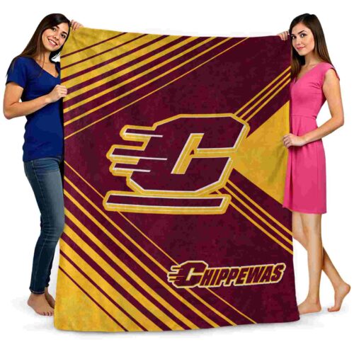 central michigan chippewas diagonal stripes maroon blanket fashion forward
