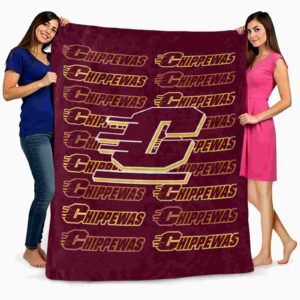 central michigan chippewas fan pride maroon blanket fashion forward