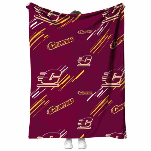 central michigan chippewas fan spirit maroon blanket best selling