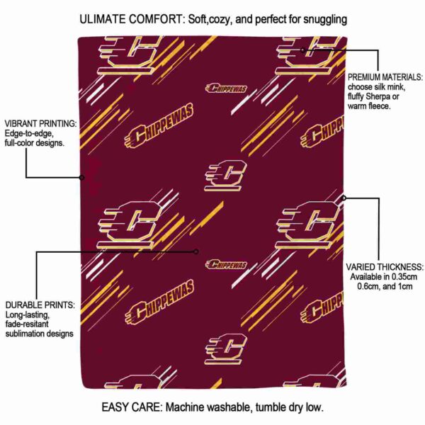 central michigan chippewas fan spirit maroon blanket new arrival