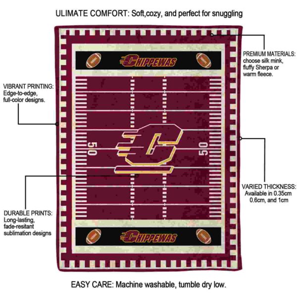 central michigan chippewas football field maroon blanket new arrival