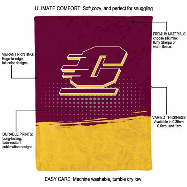 central michigan chippewas gradient dots maroon blanket new arrival