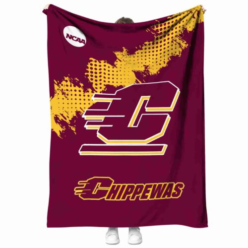 central michigan chippewas grunge texture maroon blanket best selling
