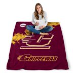 central michigan chippewas grunge texture maroon blanket high quality