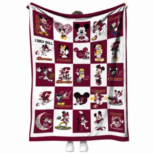 central michigan chippewas mickey minnie maroon white blanket best selling