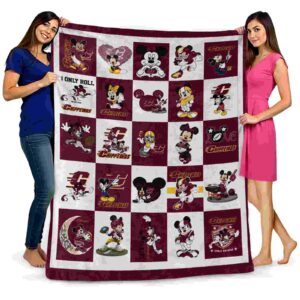 central michigan chippewas mickey minnie maroon white blanket fashion forward