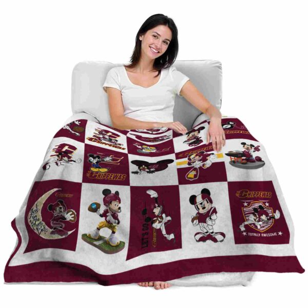 central michigan chippewas mickey minnie maroon white blanket latest model