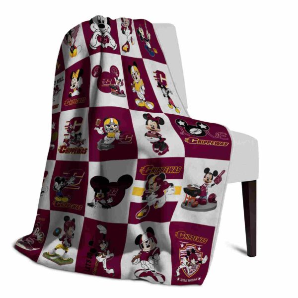 central michigan chippewas mickey minnie maroon white blanket top rated