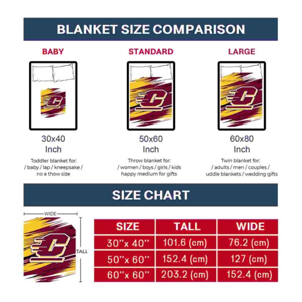 central michigan chippewas paint streaks maroon white blanket trendy