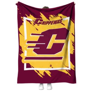 central michigan chippewas splatter effect maroon blanket best selling