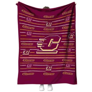 central michigan chippewas striped pattern maroon blanket best selling