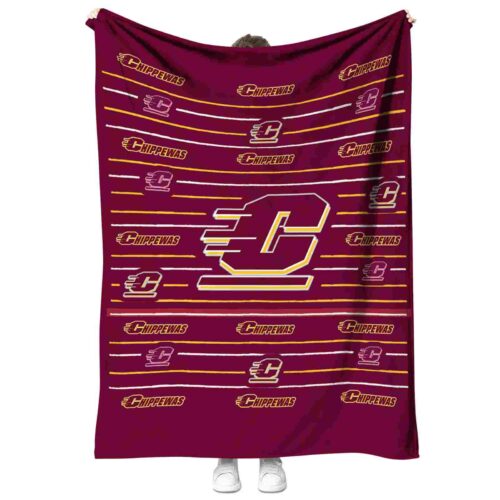 central michigan chippewas striped pattern maroon blanket best selling