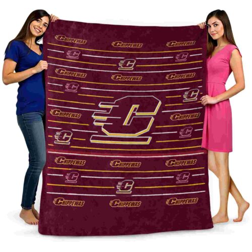 central michigan chippewas striped pattern maroon blanket fashion forward