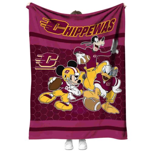 central michigan chippewas three musketeers maroon blanket best selling