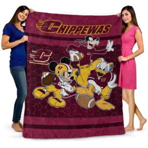 central michigan chippewas three musketeers maroon blanket fashion forward