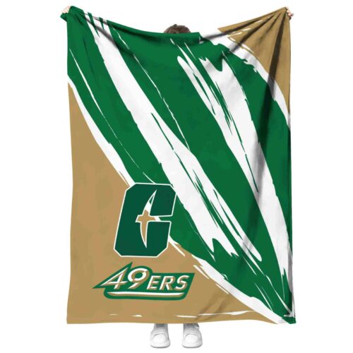 charlotte 49ers brushstrokes green white blanket best selling