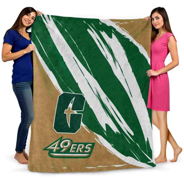 charlotte 49ers brushstrokes green white blanket fashion forward