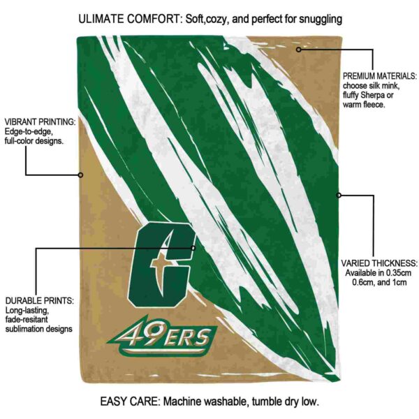charlotte 49ers brushstrokes green white blanket new arrival