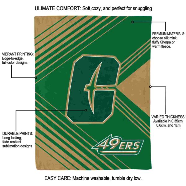 charlotte 49ers diagonal stripes green blanket new arrival