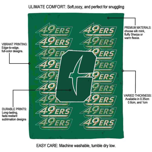 charlotte 49ers fan pride green blanket new arrival