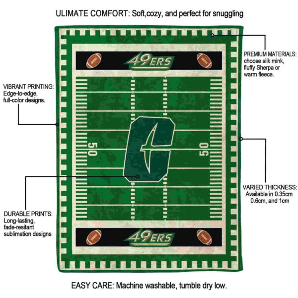 charlotte 49ers football field green blanket new arrival
