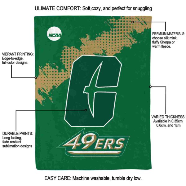 charlotte 49ers grunge texture green blanket new arrival