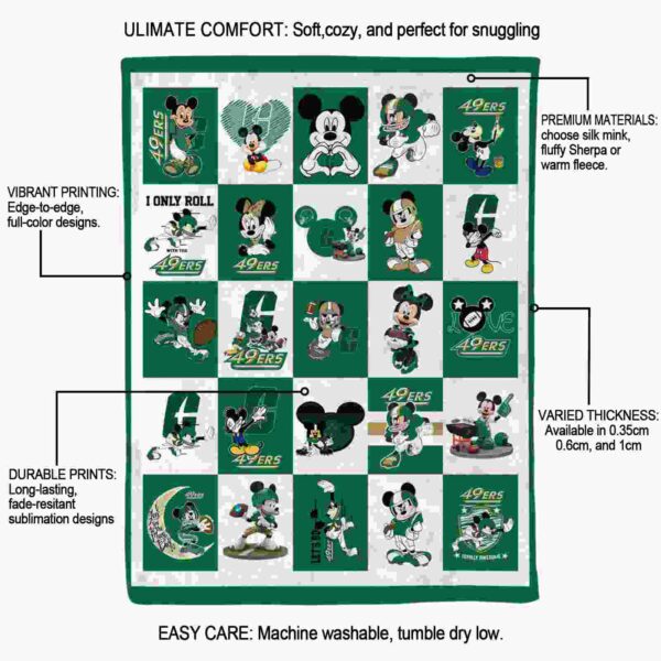 charlotte 49ers mickey minnie green white blanket new arrival