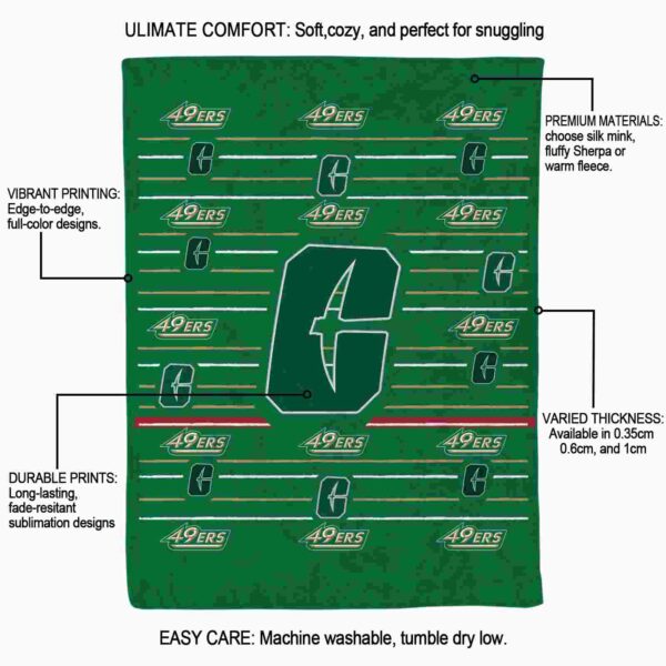 charlotte 49ers striped pattern green blanket new arrival