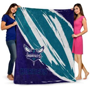 charlotte hornets brushstrokes teal white blanket fashion forward
