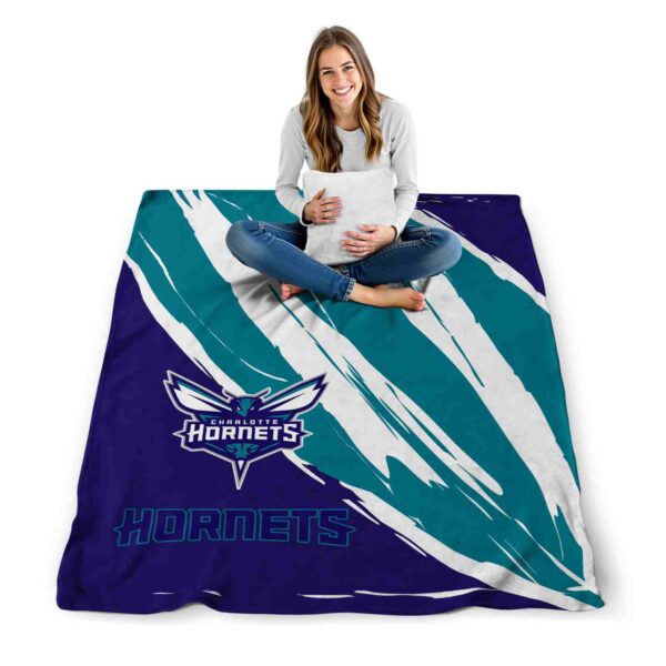 charlotte hornets brushstrokes teal white blanket high quality