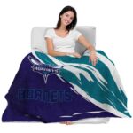 charlotte hornets brushstrokes teal white blanket latest model