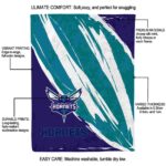 charlotte hornets brushstrokes teal white blanket new arrival