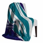 charlotte hornets brushstrokes teal white blanket top rated
