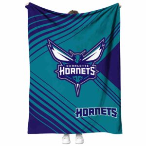 charlotte hornets diagonal stripes teal blanket best selling