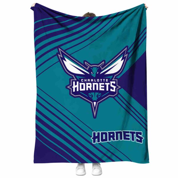 charlotte hornets diagonal stripes teal blanket best selling